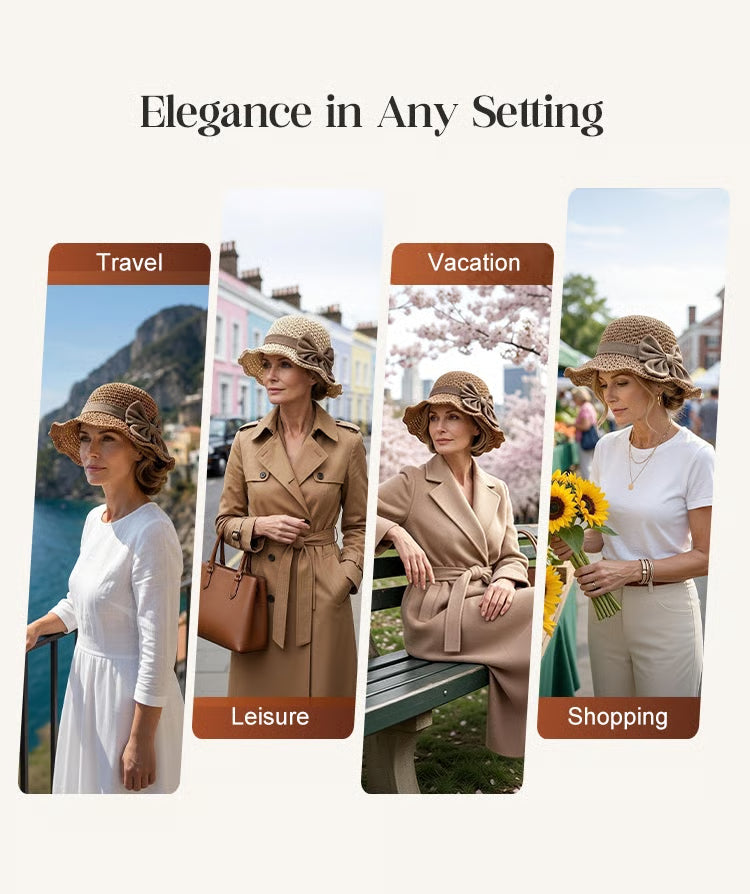 🌴Straw Hat with Retro Bow– Stylish Sun Protection Without the Heat