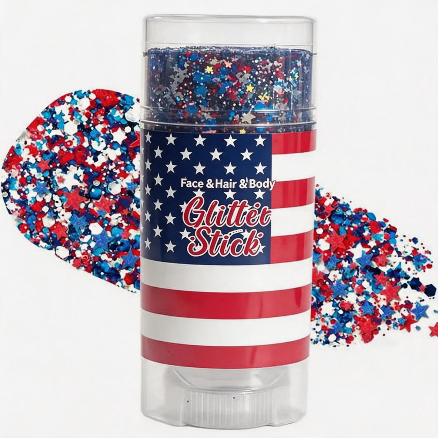 4th of July Glitter Stick| Red, White & Blue Body & Hair Sparkle for Independence Day Party,Festival & Fun Holiday Look