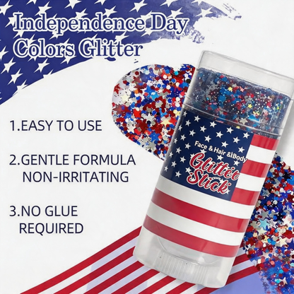 4th of July Glitter Stick| Red, White & Blue Body & Hair Sparkle for Independence Day Party,Festival & Fun Holiday Look