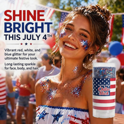 4th of July Glitter Stick| Red, White & Blue Body & Hair Sparkle for Independence Day Party,Festival & Fun Holiday Look