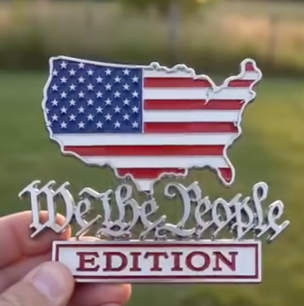 We The People Patriot Flag Edition Car Emblem Metal Badge - Made in America.