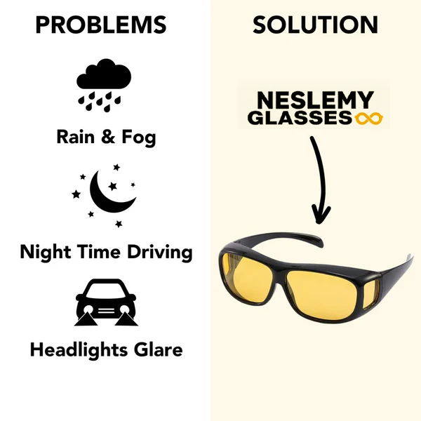 NESLEMY-Fit Over Night Driving Glasses with GlareCut Technology