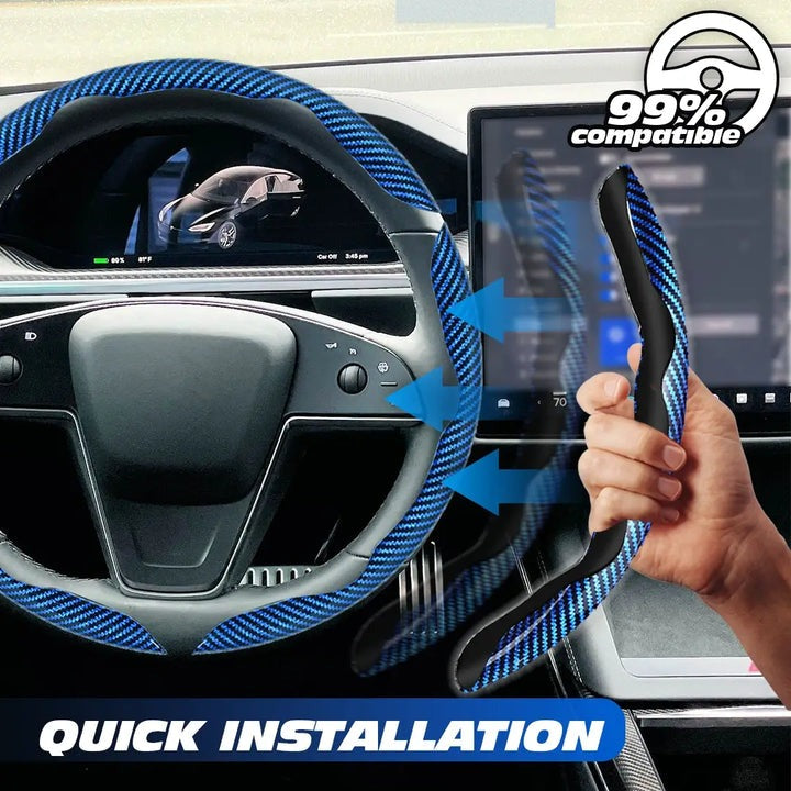 🔥LAST DAY 60% OFF🔥Carbon Fiber Silicone Anti-Slip Car Steering Wheel Cover Universal Fit