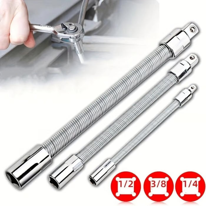 🔥Last Day 50% OFF🔥2026 Hot Sale💖1/2 Inch 35cm Socket Ratchet Wrench Set - 3 Bendable Shafts, Wrench Extender Tool, Connecting Rod
