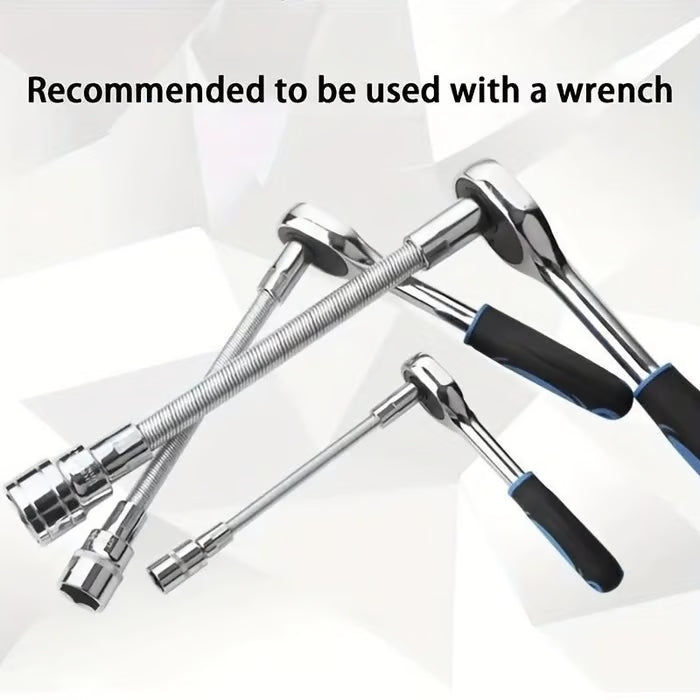 🔥Last Day 50% OFF🔥2026 Hot Sale💖1/2 Inch 35cm Socket Ratchet Wrench Set - 3 Bendable Shafts, Wrench Extender Tool, Connecting Rod