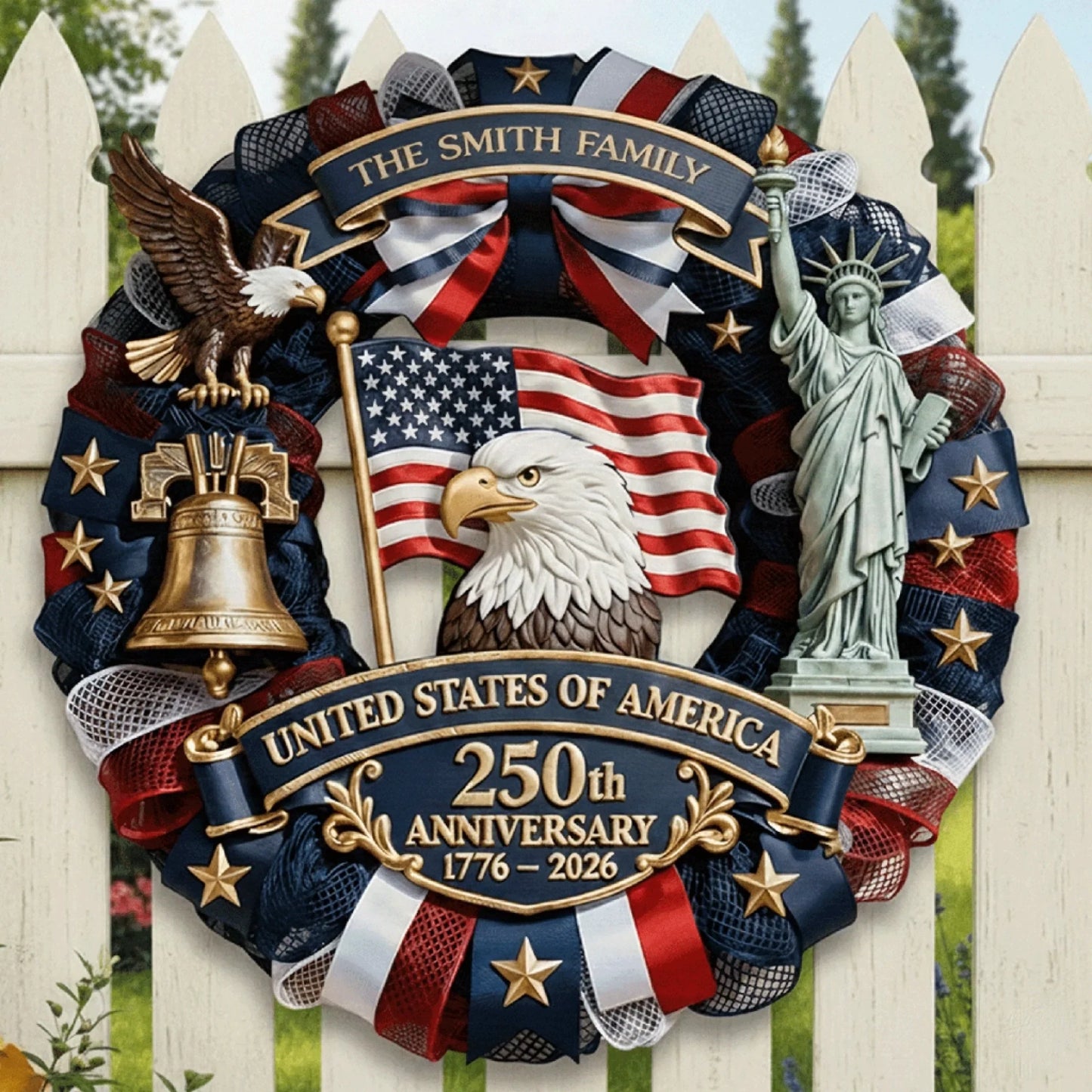 America Wood Sign - Personalized America 250th Anniversary Gifts For Mom, Dad, Brother, Sister, Kids - Family Forever United