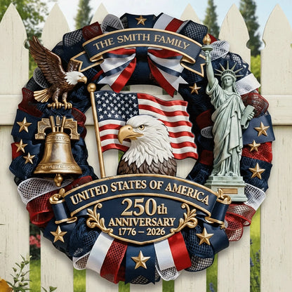 America Wood Sign - Personalized America 250th Anniversary Gifts For Mom, Dad, Brother, Sister, Kids - Family Forever United