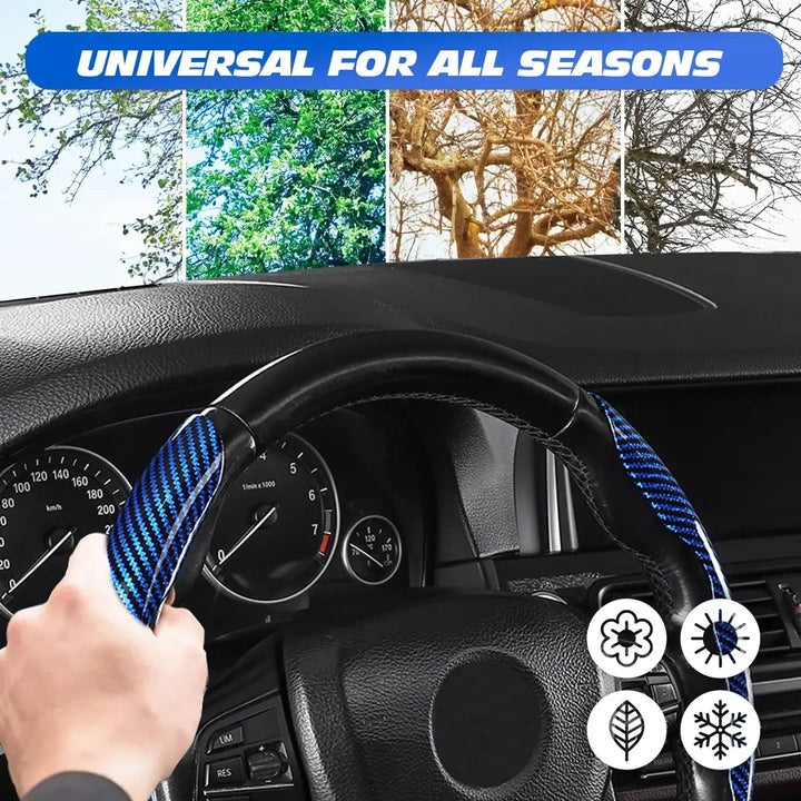 🔥LAST DAY 60% OFF🔥Carbon Fiber Silicone Anti-Slip Car Steering Wheel Cover Universal Fit