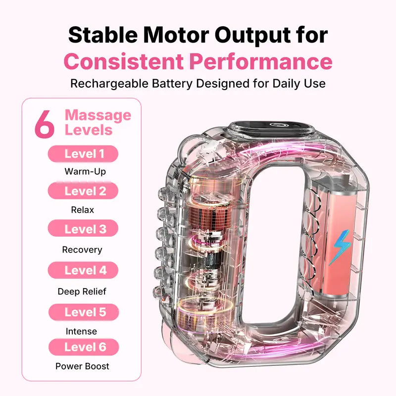 Portable Vibrations Cordless Vibration for Whole Body - 6 Speed Levels Neck & Shoulder Muscle Relief Deep Tissue Percussive Massager for Relaxation Pink & Gray Design