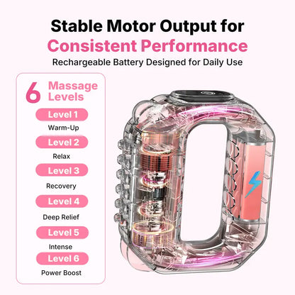 Portable Vibrations Cordless Vibration for Whole Body - 6 Speed Levels Neck & Shoulder Muscle Relief Deep Tissue Percussive Massager for Relaxation Pink & Gray Design