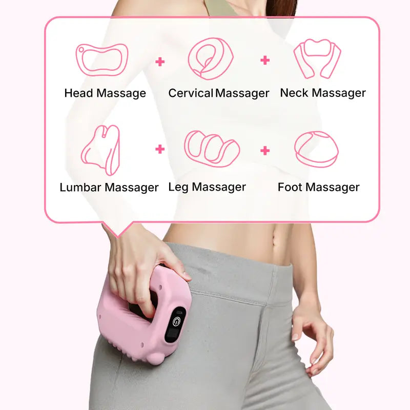Portable Vibrations Cordless Vibration for Whole Body - 6 Speed Levels Neck & Shoulder Muscle Relief Deep Tissue Percussive Massager for Relaxation Pink & Gray Design