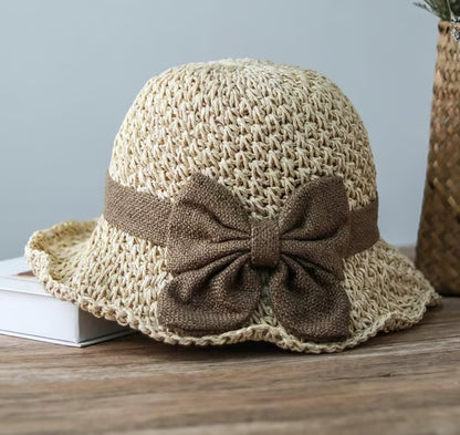 🌴Straw Hat with Retro Bow– Stylish Sun Protection Without the Heat