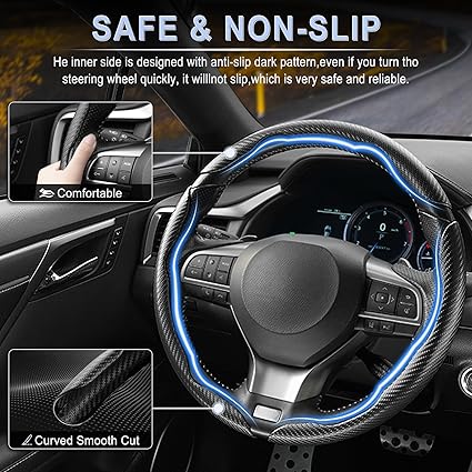 🔥LAST DAY 60% OFF🔥Carbon Fiber Silicone Anti-Slip Car Steering Wheel Cover Universal Fit