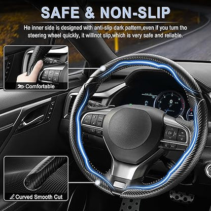 🔥LAST DAY 60% OFF🔥Carbon Fiber Silicone Anti-Slip Car Steering Wheel Cover Universal Fit
