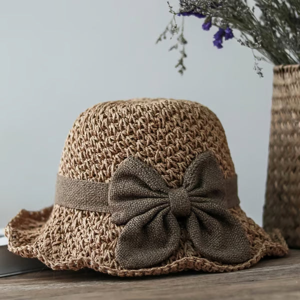 🌴Straw Hat with Retro Bow– Stylish Sun Protection Without the Heat