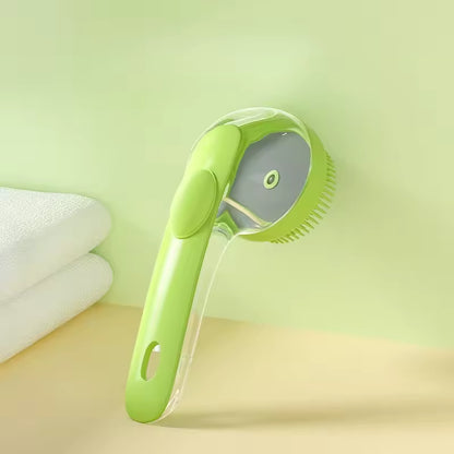 Pet Bath Brush with Shampoo Dispenser, Ergonomic Handle
