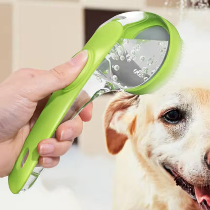 Pet Bath Brush with Shampoo Dispenser, Ergonomic Handle